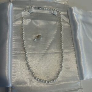 Pearl necklace and earrings